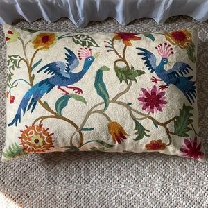 Anthropologie Wool Embroidered Pillow Sham